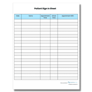 patient sign in sheet