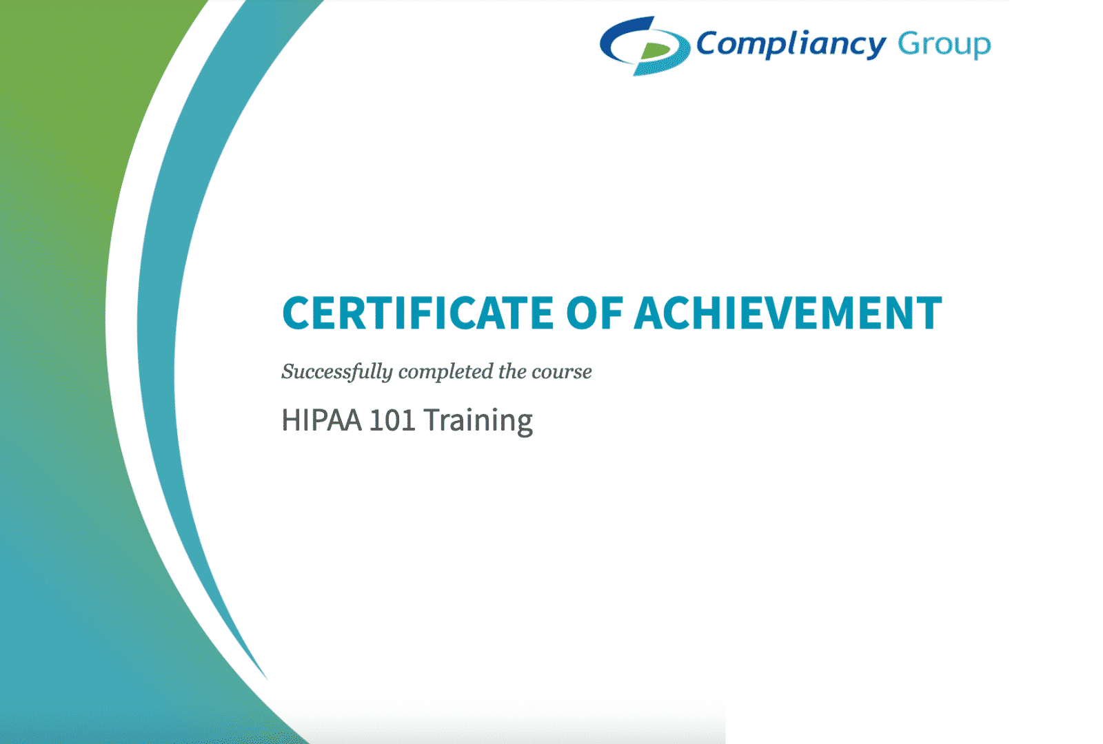 HIPAA Training Certificate Compliancy Group