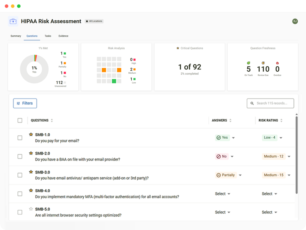 HIPAA Risk Assessment Screen 4-3