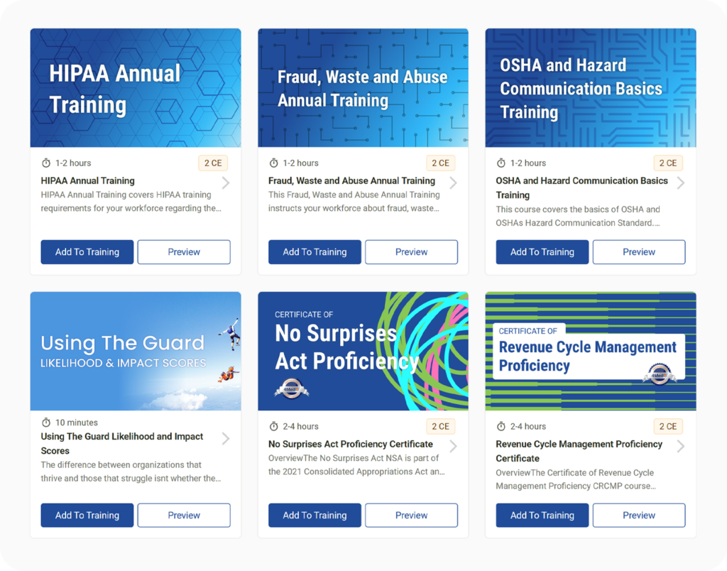 healthcare compliance training course catalog