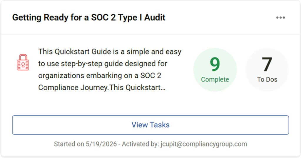 soc 2 compliance playbook interface